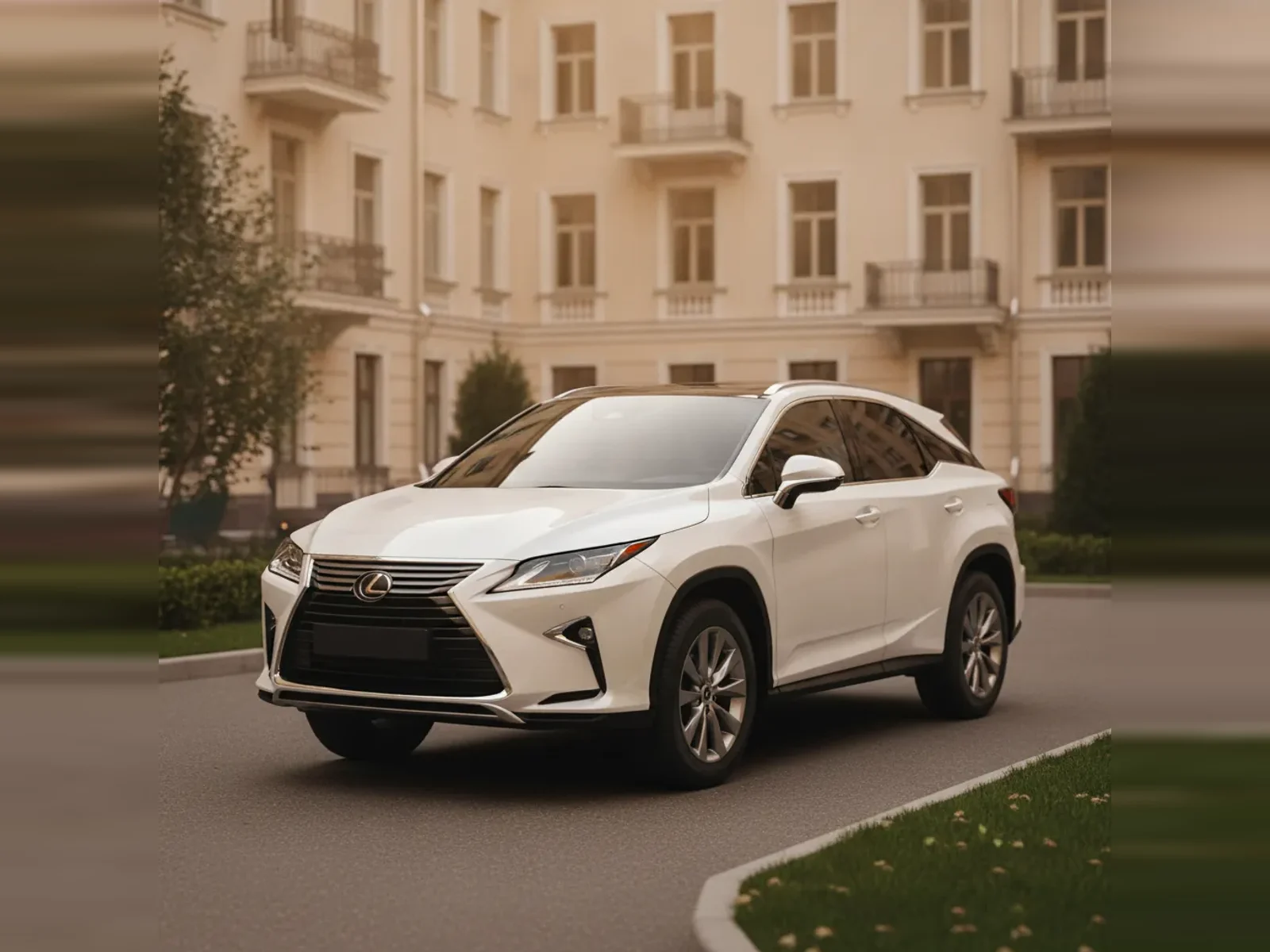 Автомобиль марки Lexus во дворе жилого дома