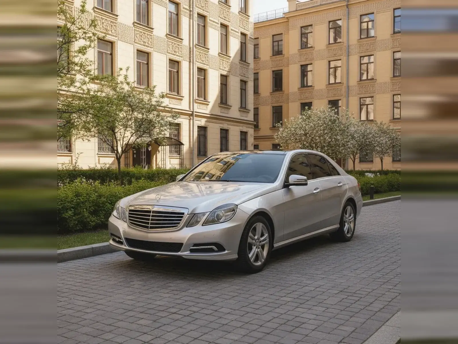 Автомобиль марки Mercedes-Benz во дворе жилого дома