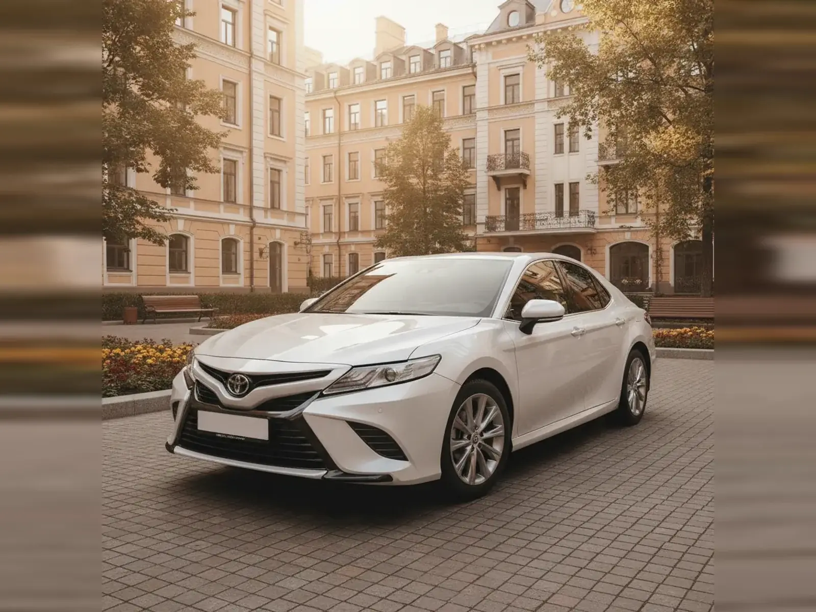 Автомобиль марки Toyota во дворе жилого дома