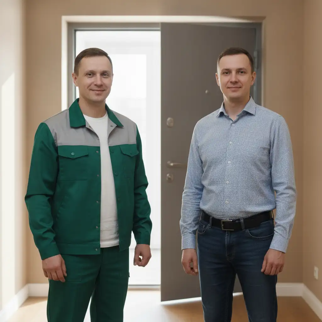 Мастер и клиент после работы: замок в квартире перестал запирать дверь